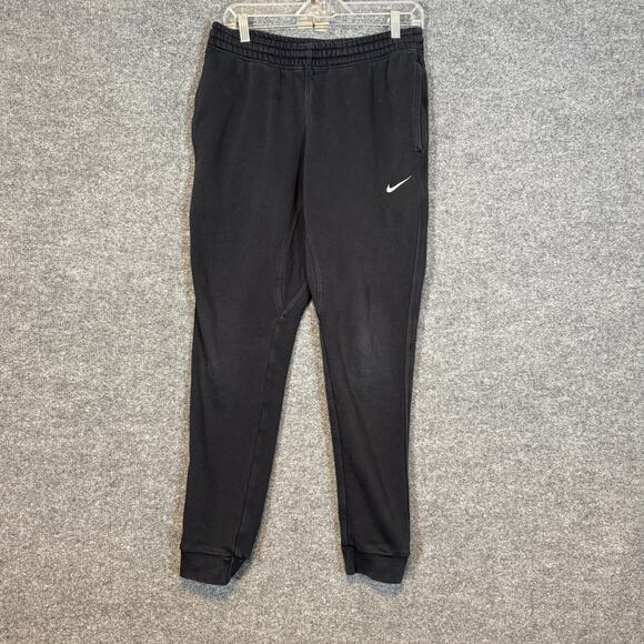 Nike Pants Mens Medium Black Joggers Stretch Casual Fleece Sweatpants Swoosh - Picture 1 of 10